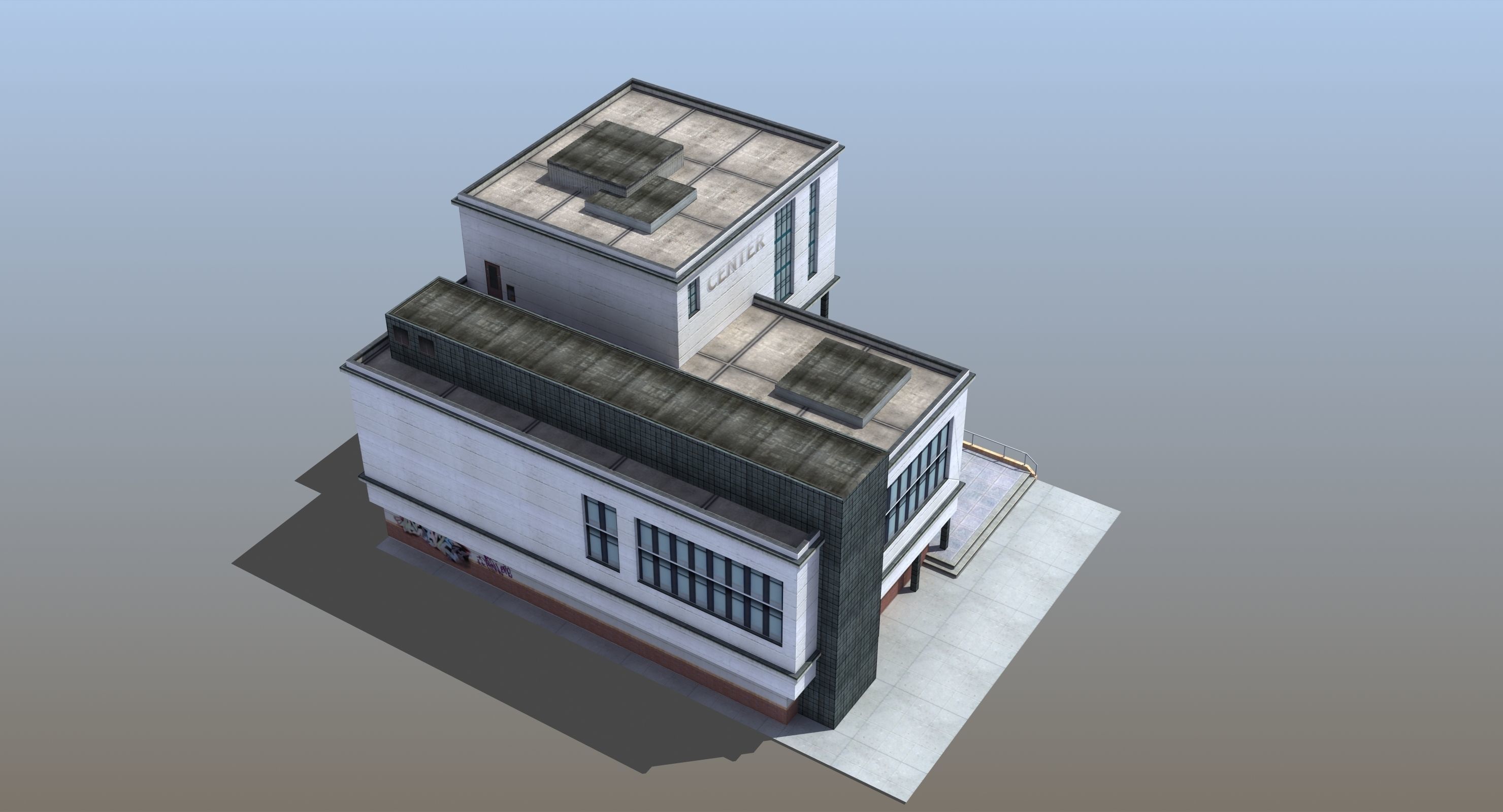 Modern School Building 3D model_16