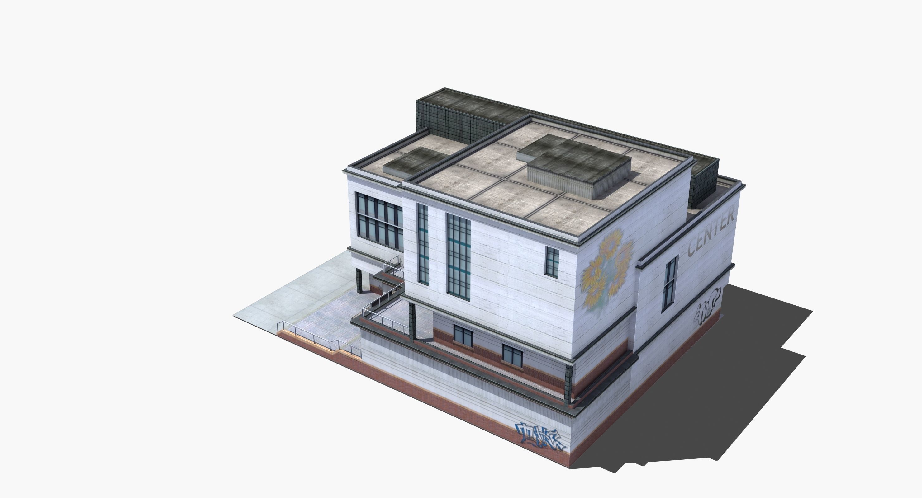 Modern School Building 3D model_2