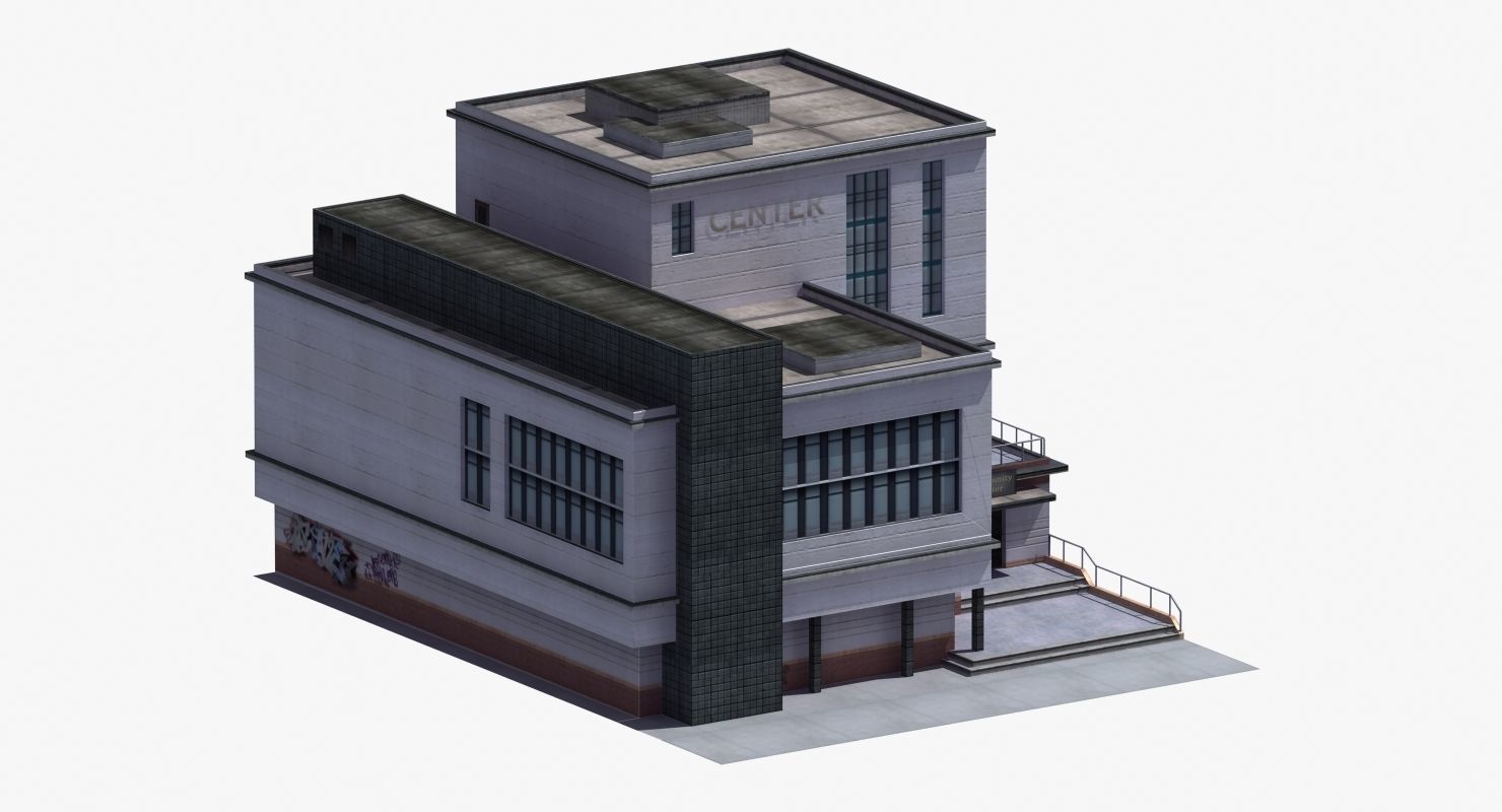 Modern School Building 3D model_42
