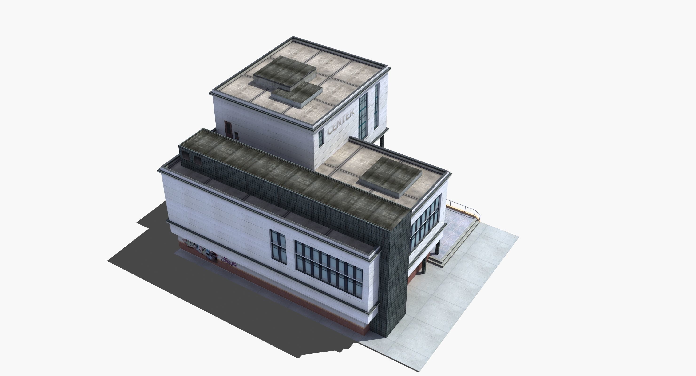 Modern School Building 3D model_1