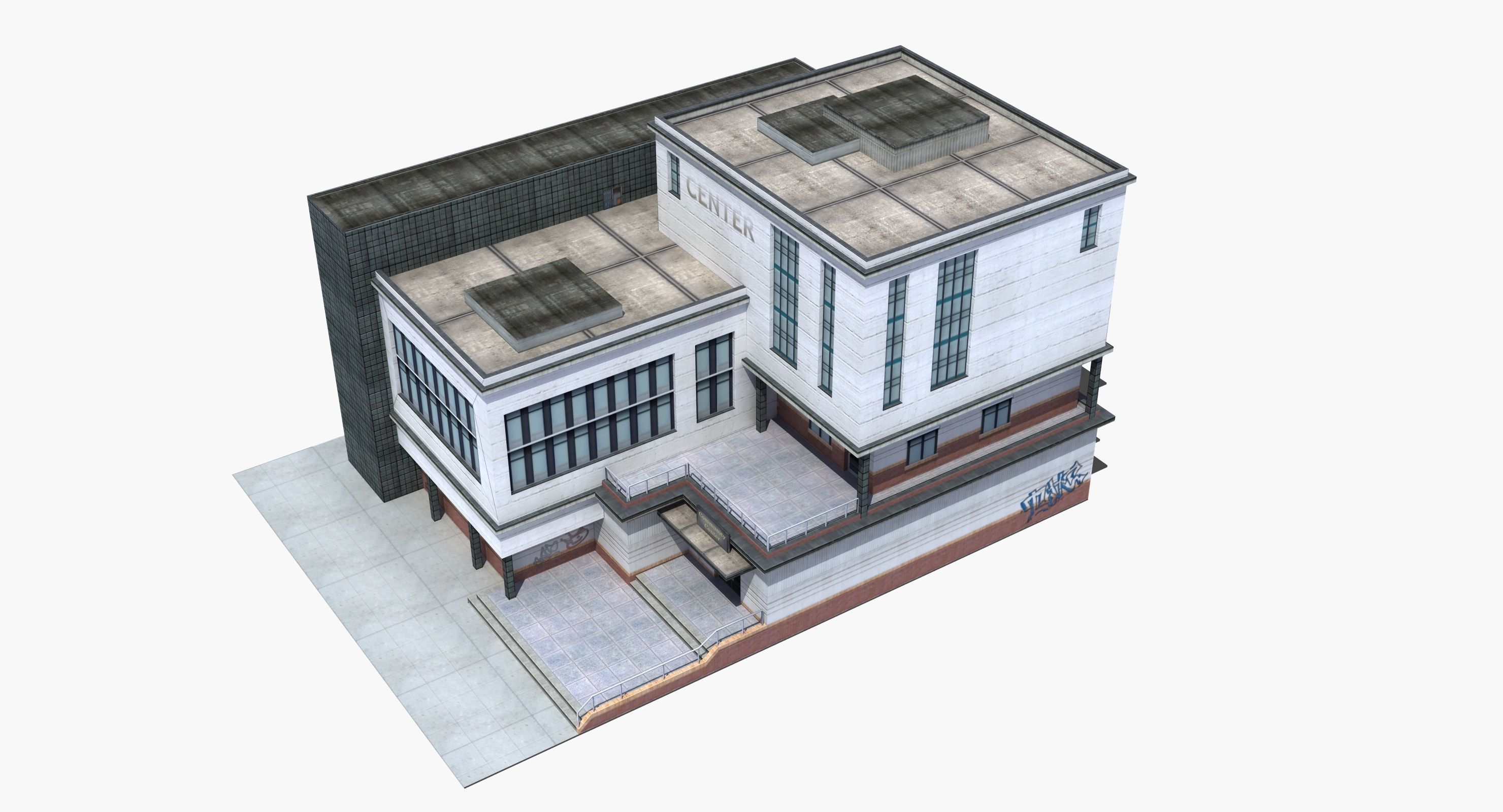Modern School Building 3D model_12