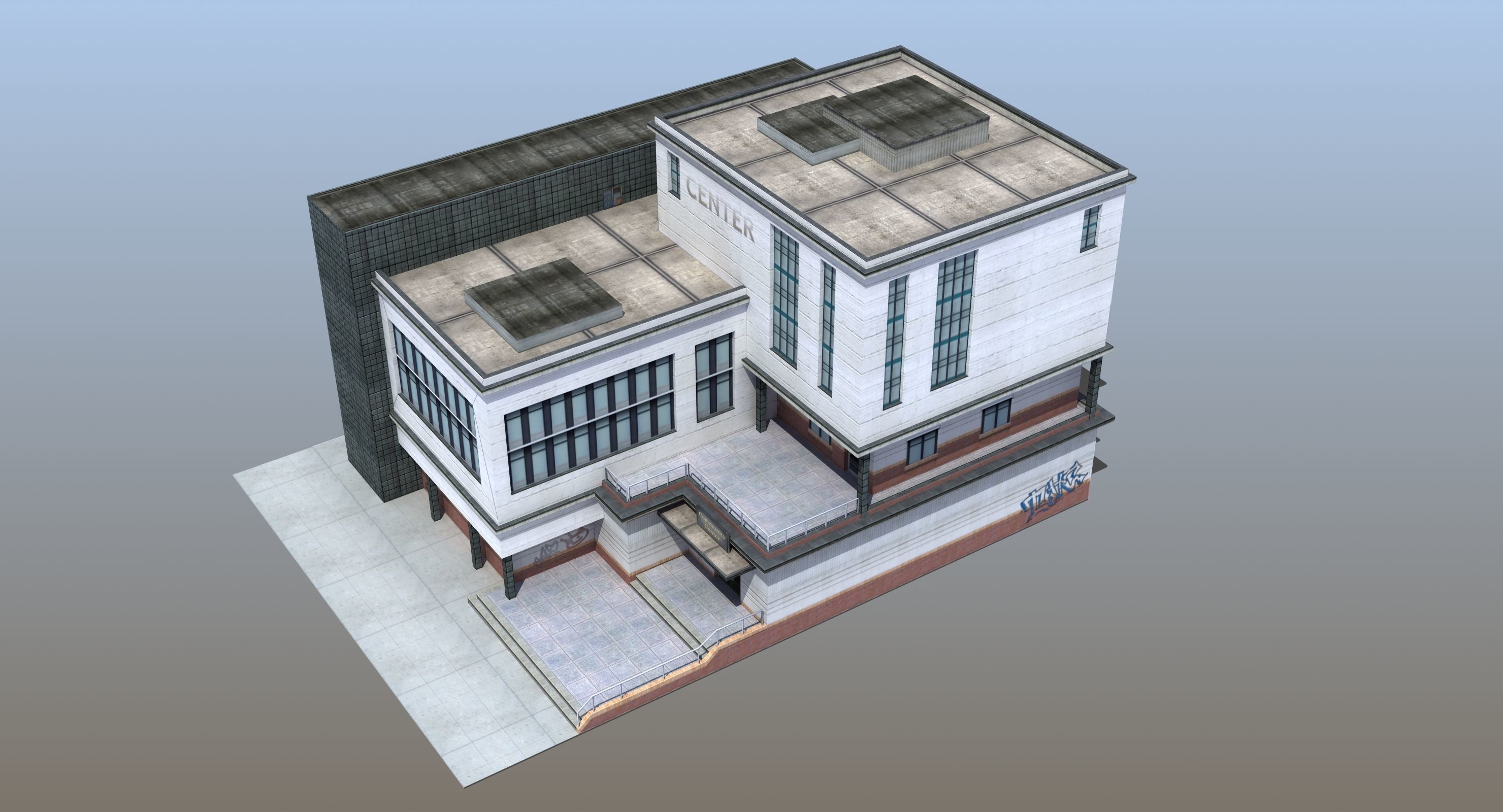Modern School Building 3D model_27