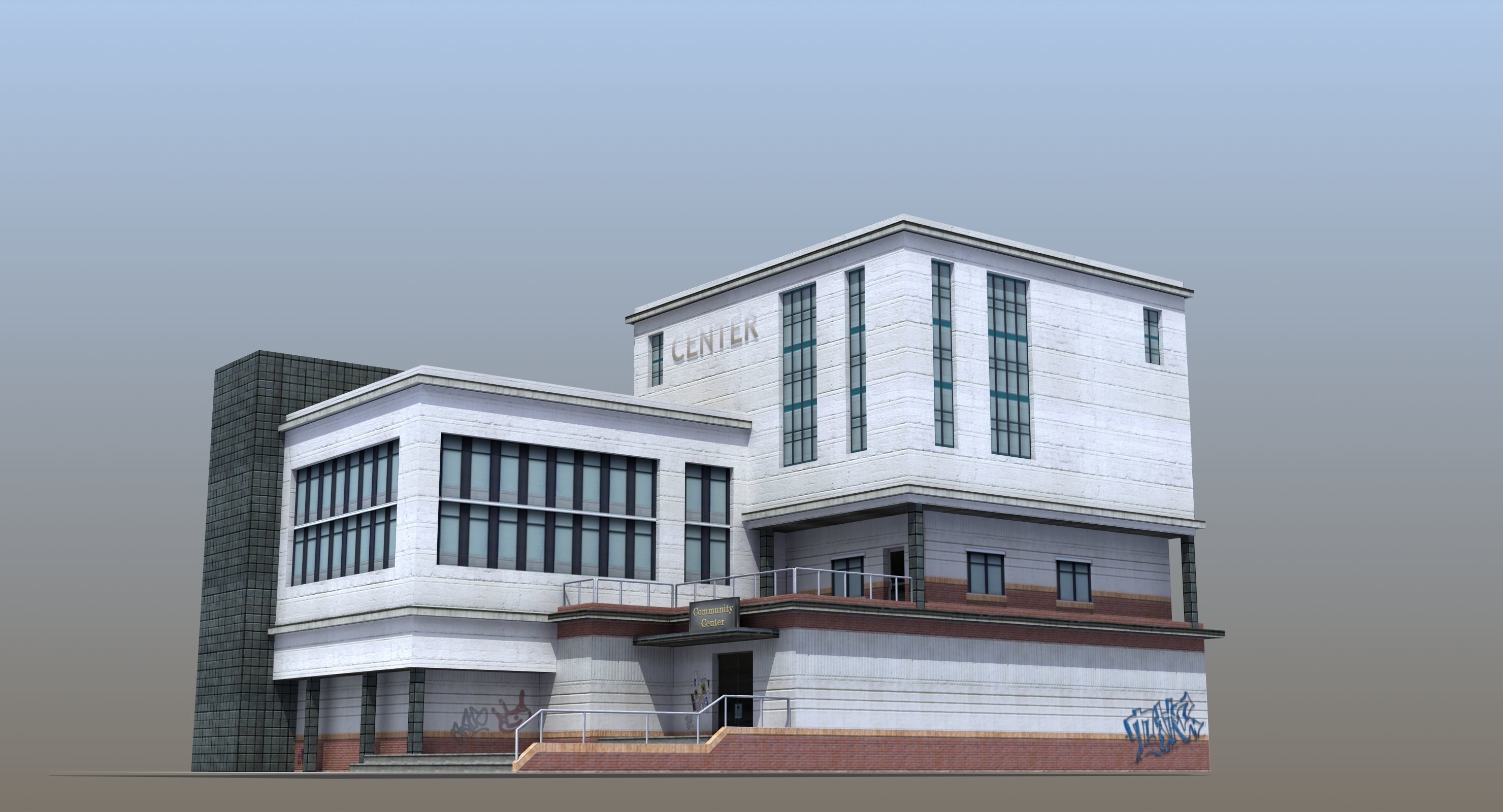 Modern School Building 3D model_21
