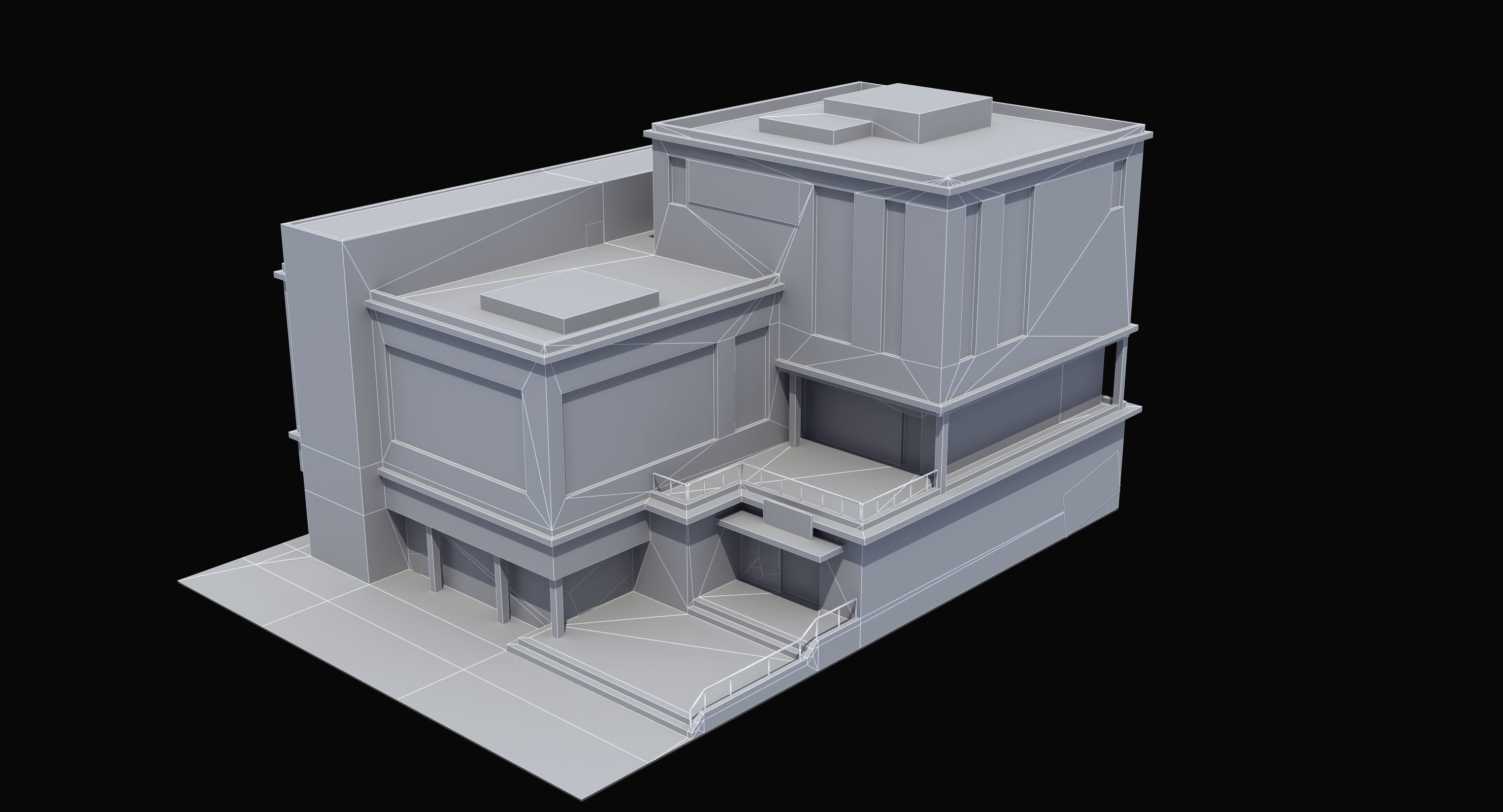 Modern School Building 3D model_5