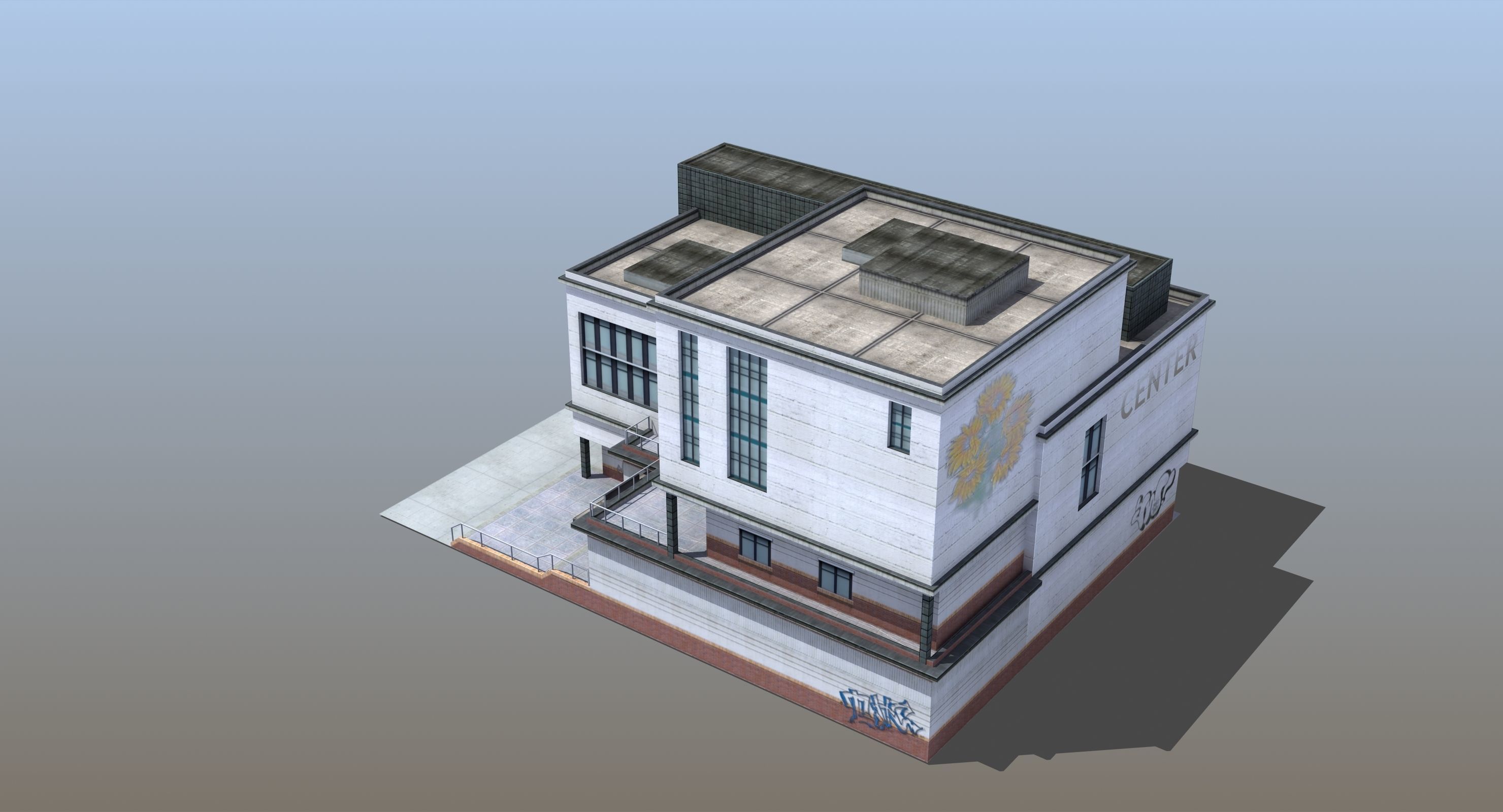 Modern School Building 3D model_22