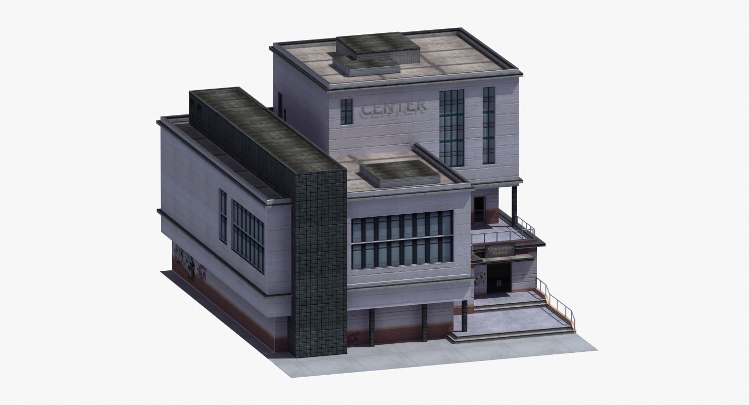 Modern School Building 3D model_36