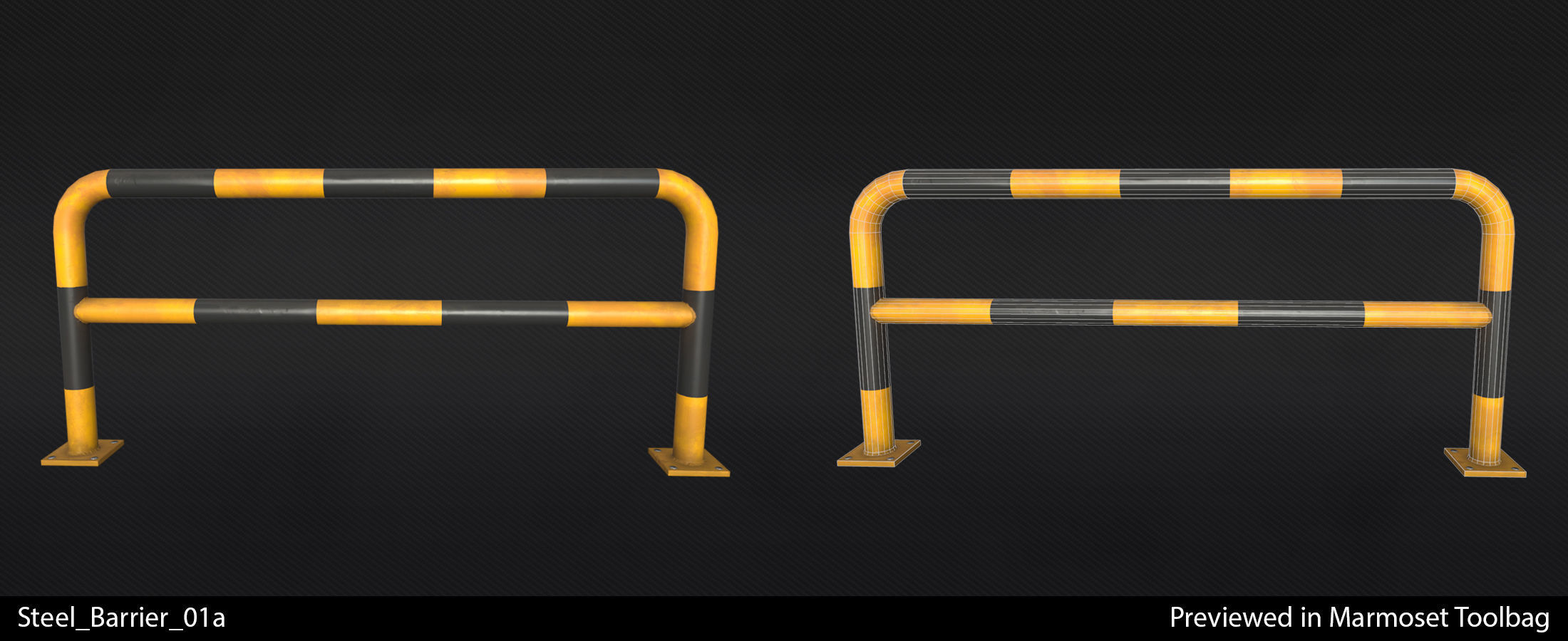 Steel Barriers - In-Game Ready  Low-poly 3D model_4