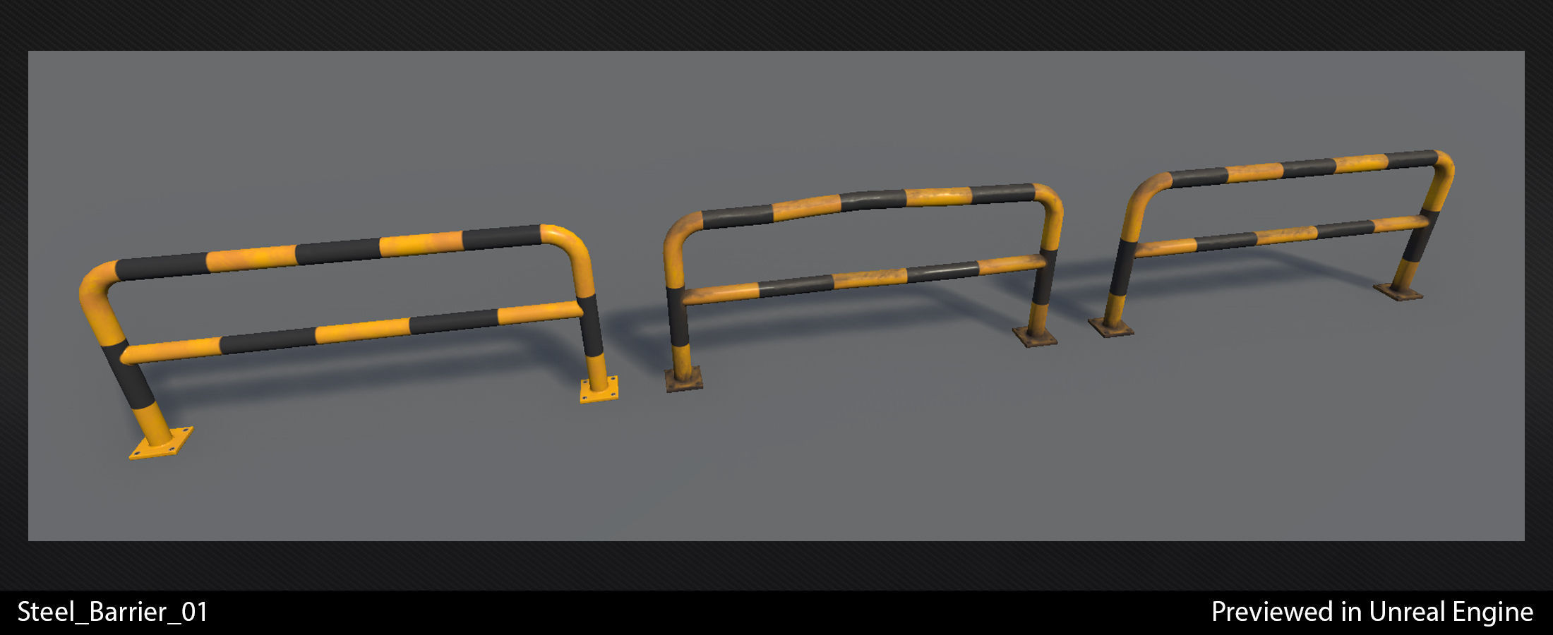 Steel Barriers - In-Game Ready  Low-poly 3D model_8