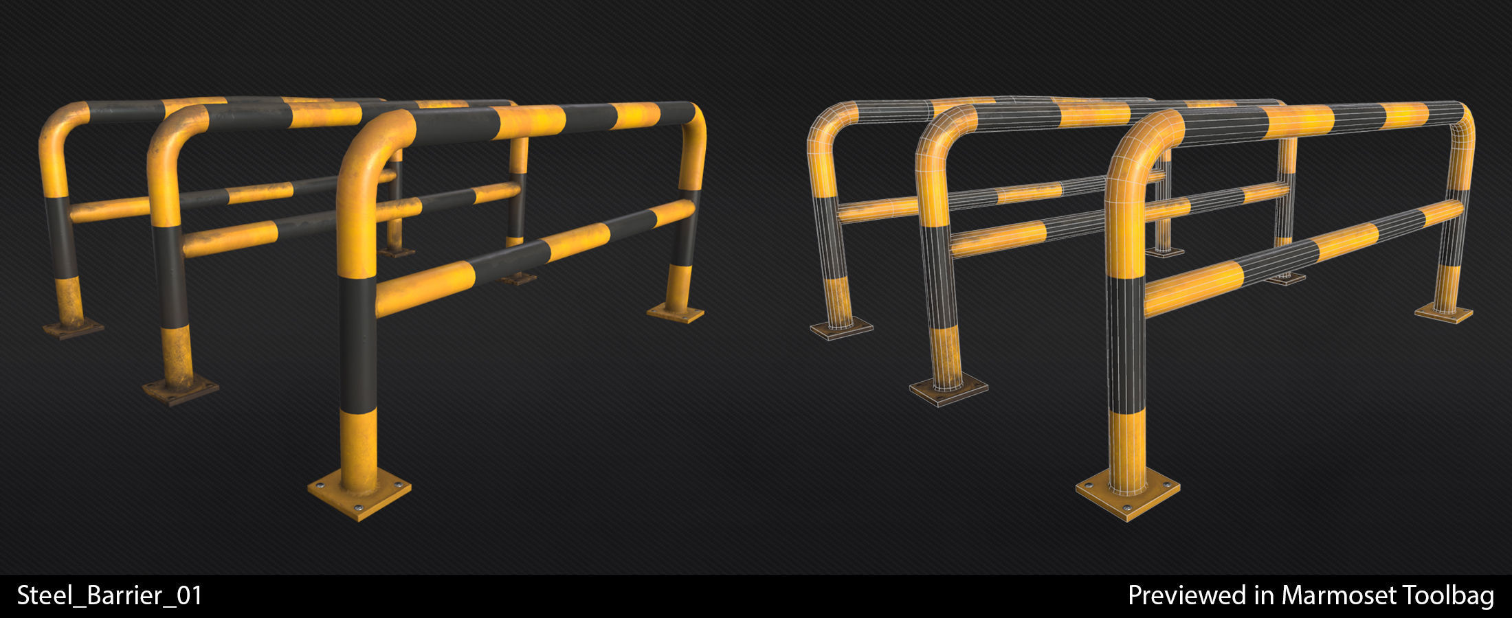 Steel Barriers - In-Game Ready  Low-poly 3D model_5