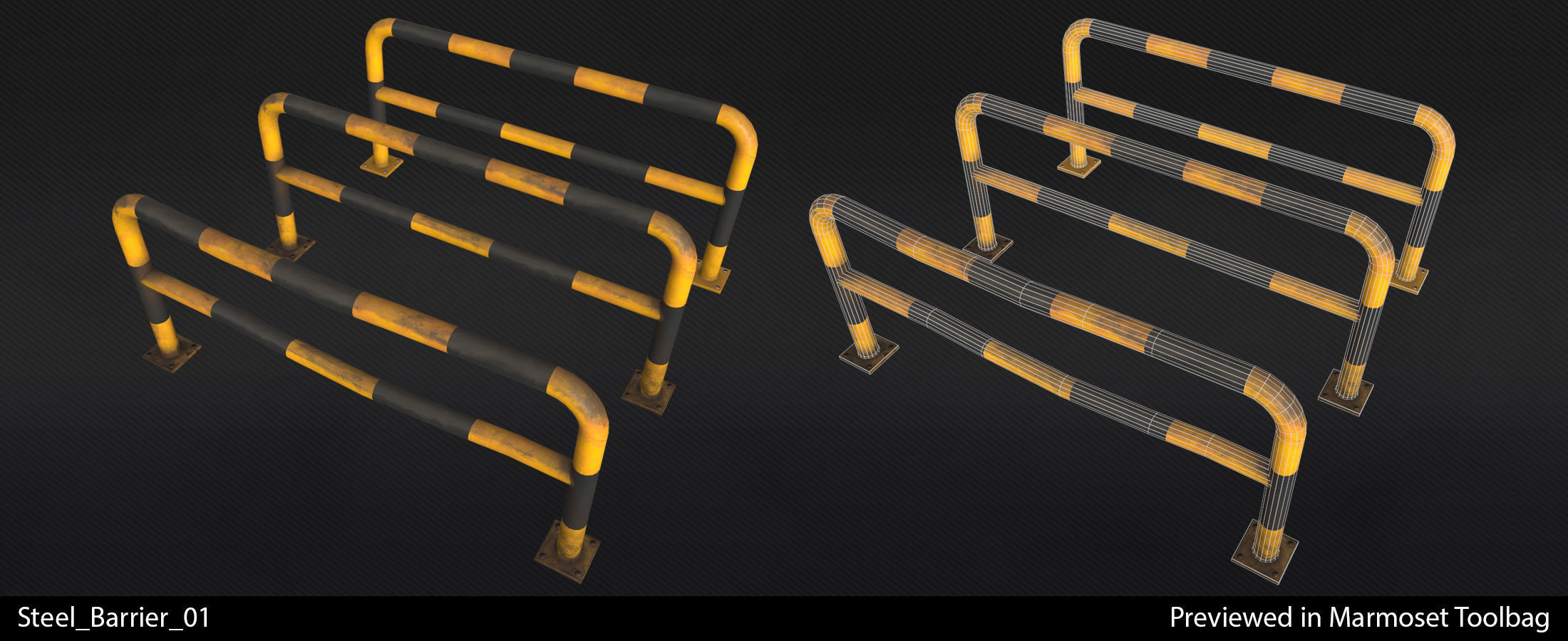 Steel Barriers - In-Game Ready  Low-poly 3D model_6