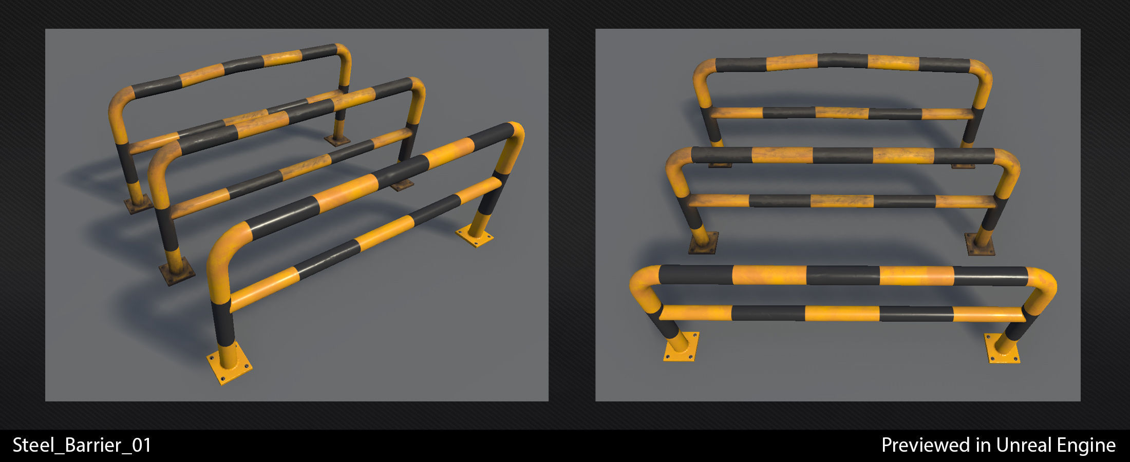 Steel Barriers - In-Game Ready  Low-poly 3D model_7