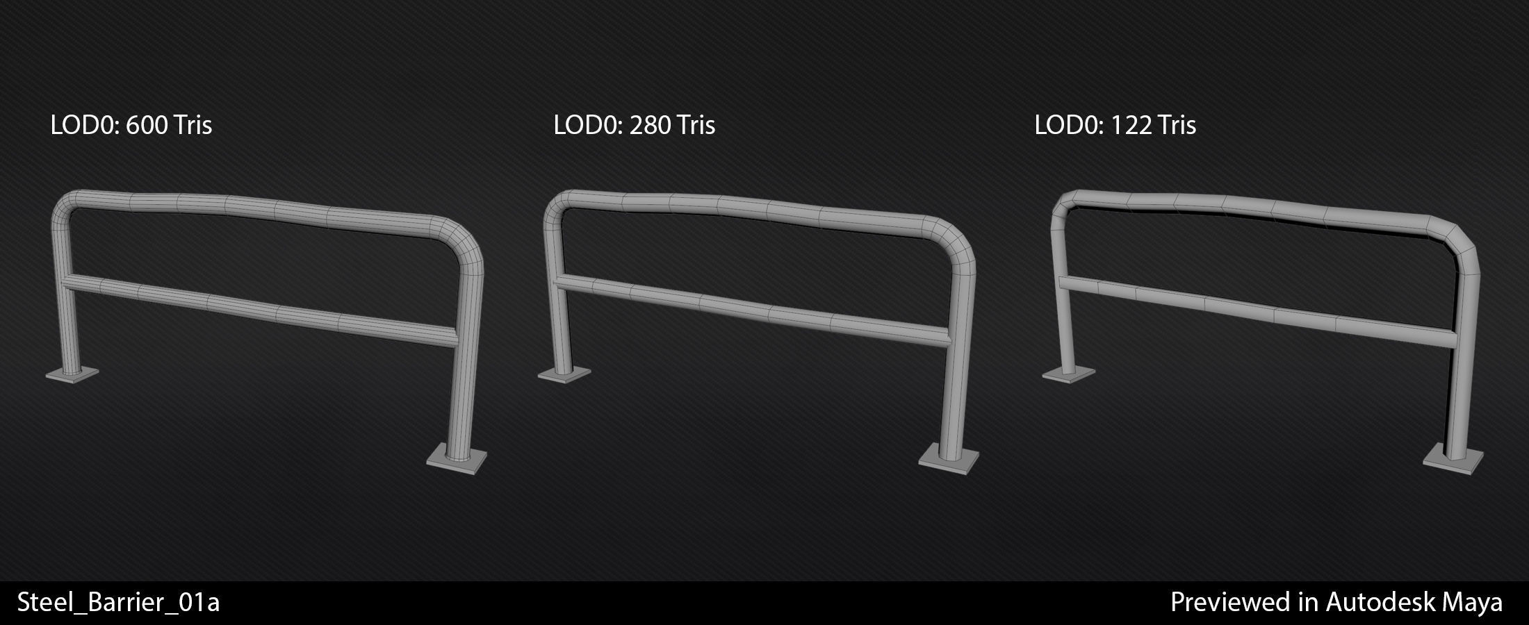 Steel Barriers - In-Game Ready  Low-poly 3D model_10