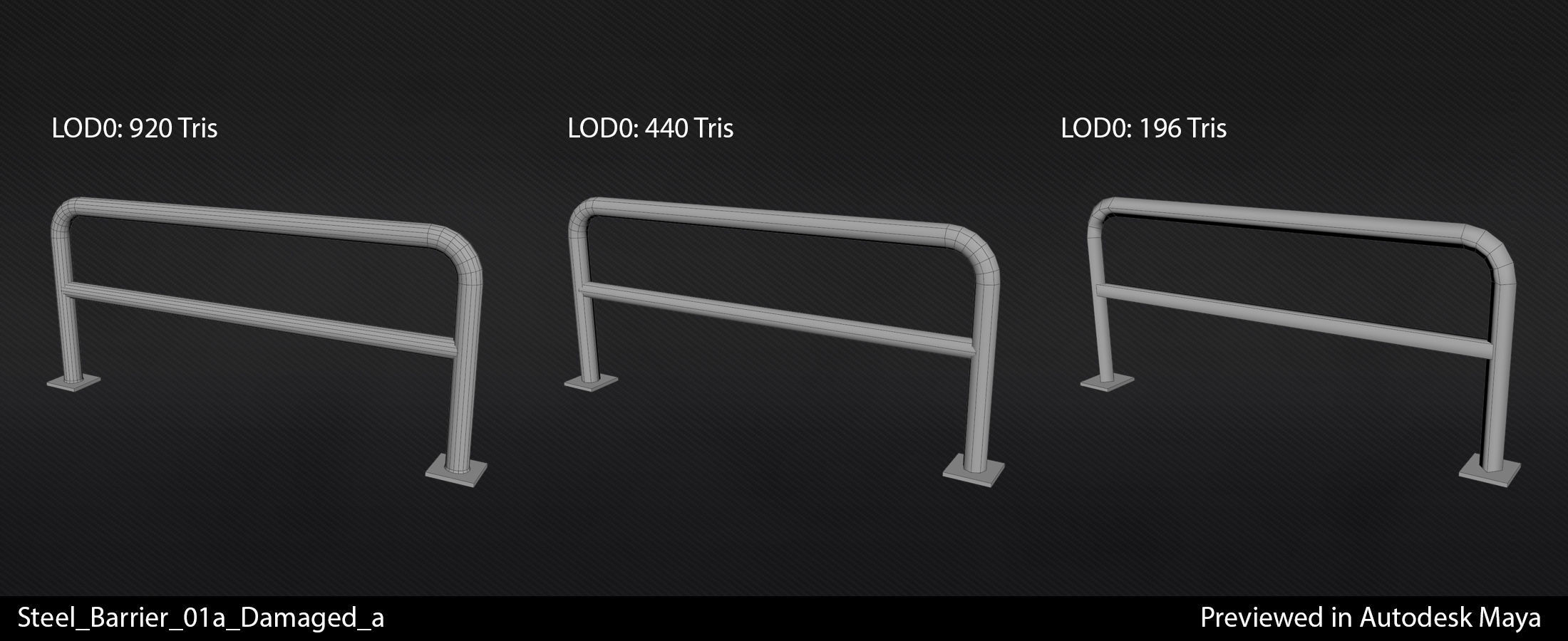 Steel Barriers - In-Game Ready  Low-poly 3D model_9