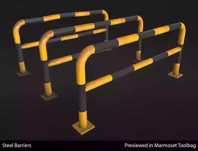 Steel Barriers - In-Game Ready  Low-poly 3D model