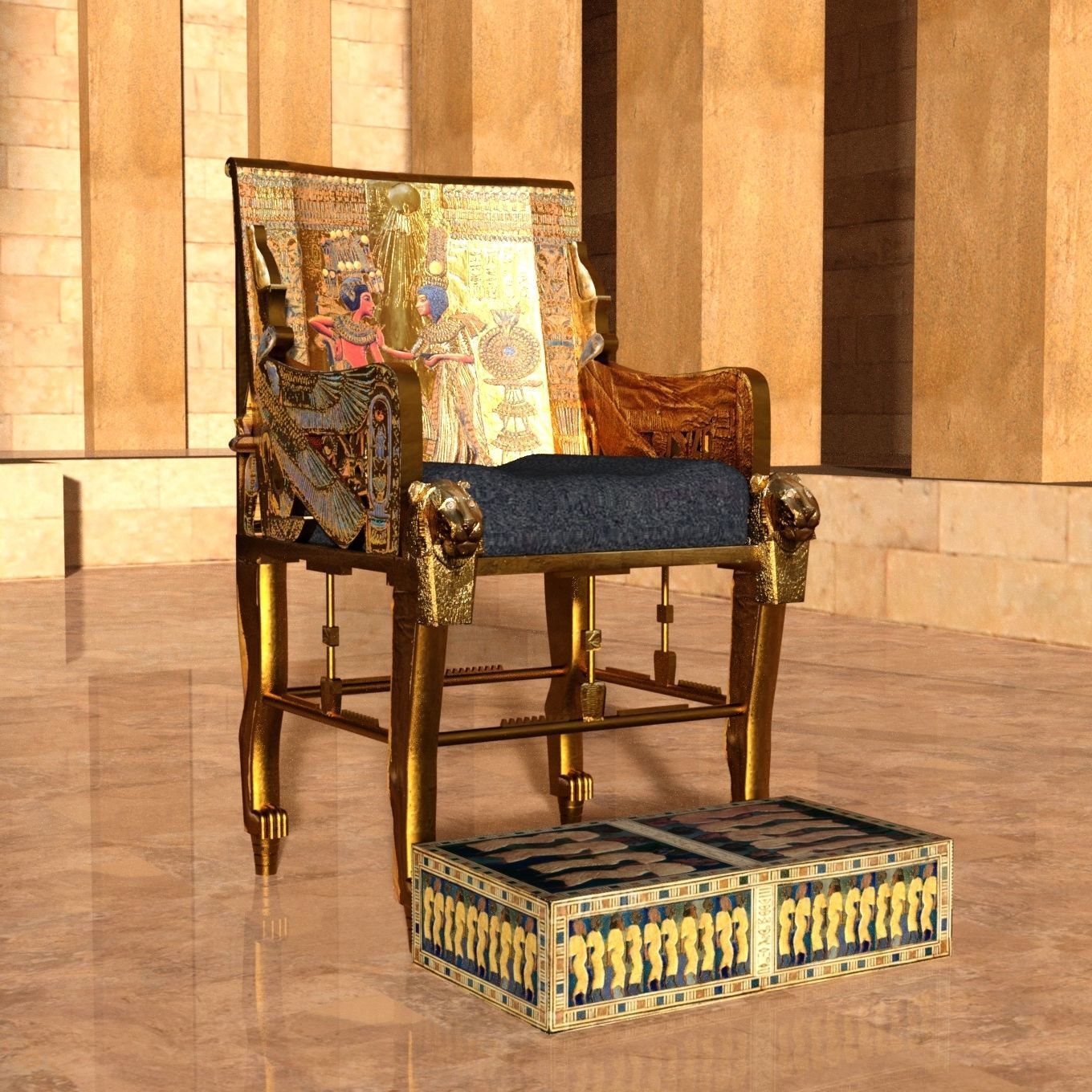 Tutankhamun Throne 3D model_1