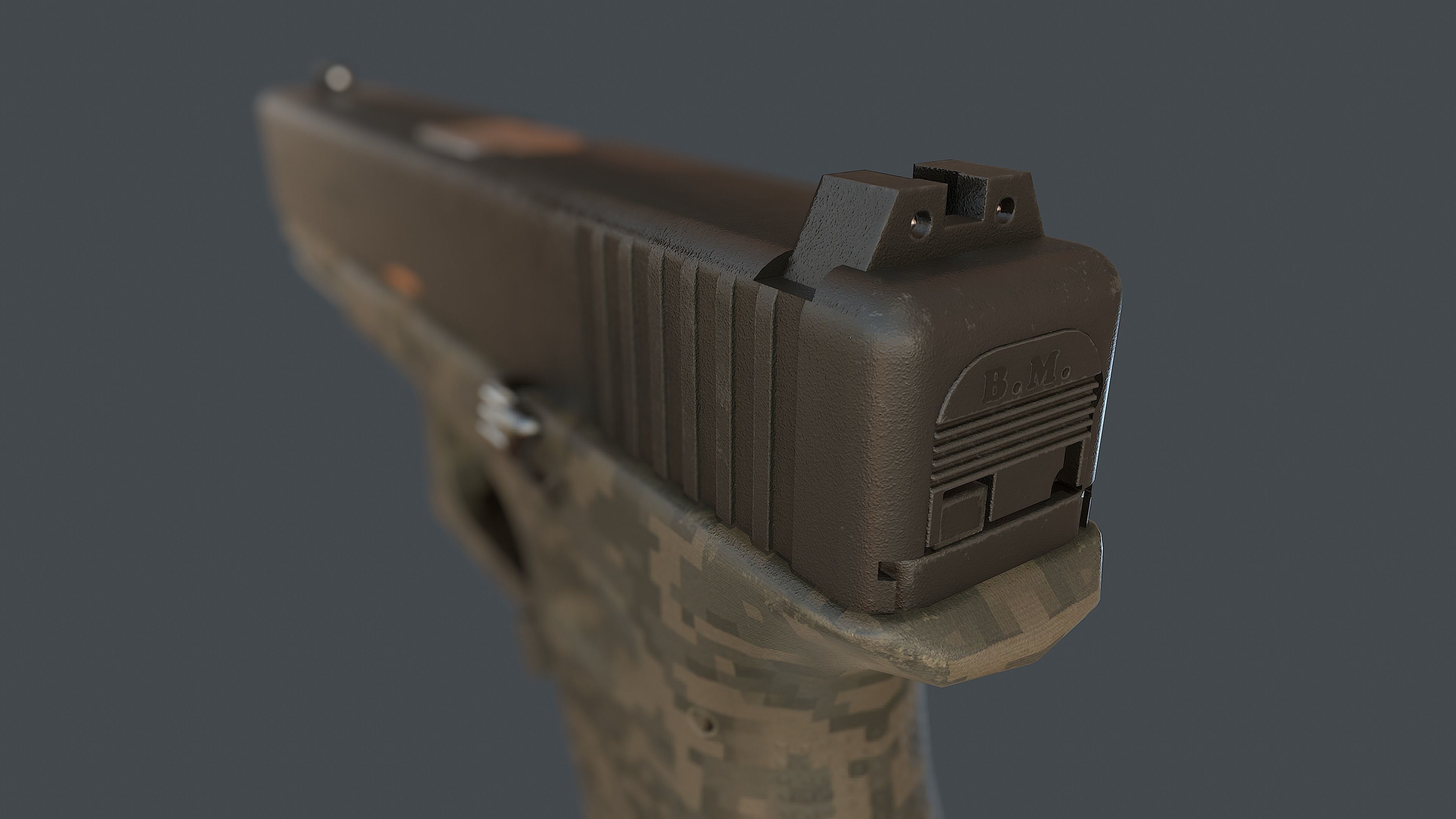 Camouflage Glock 17 with magazine Low-poly 3D model_11