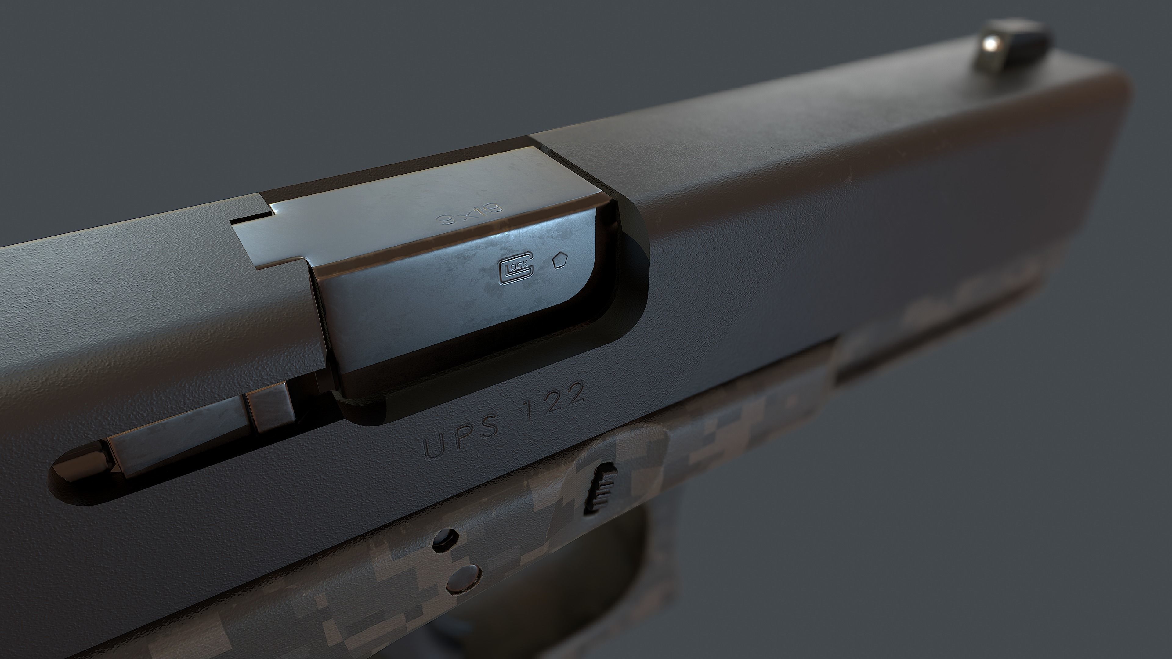 Camouflage Glock 17 with magazine Low-poly 3D model_12