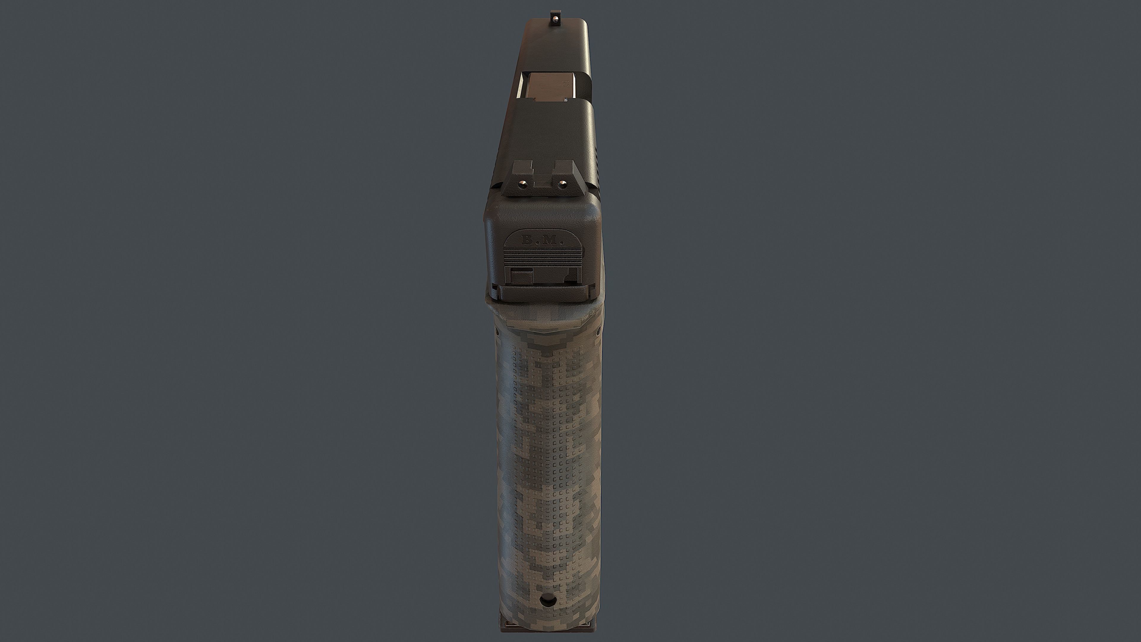 Camouflage Glock 17 with magazine Low-poly 3D model_5