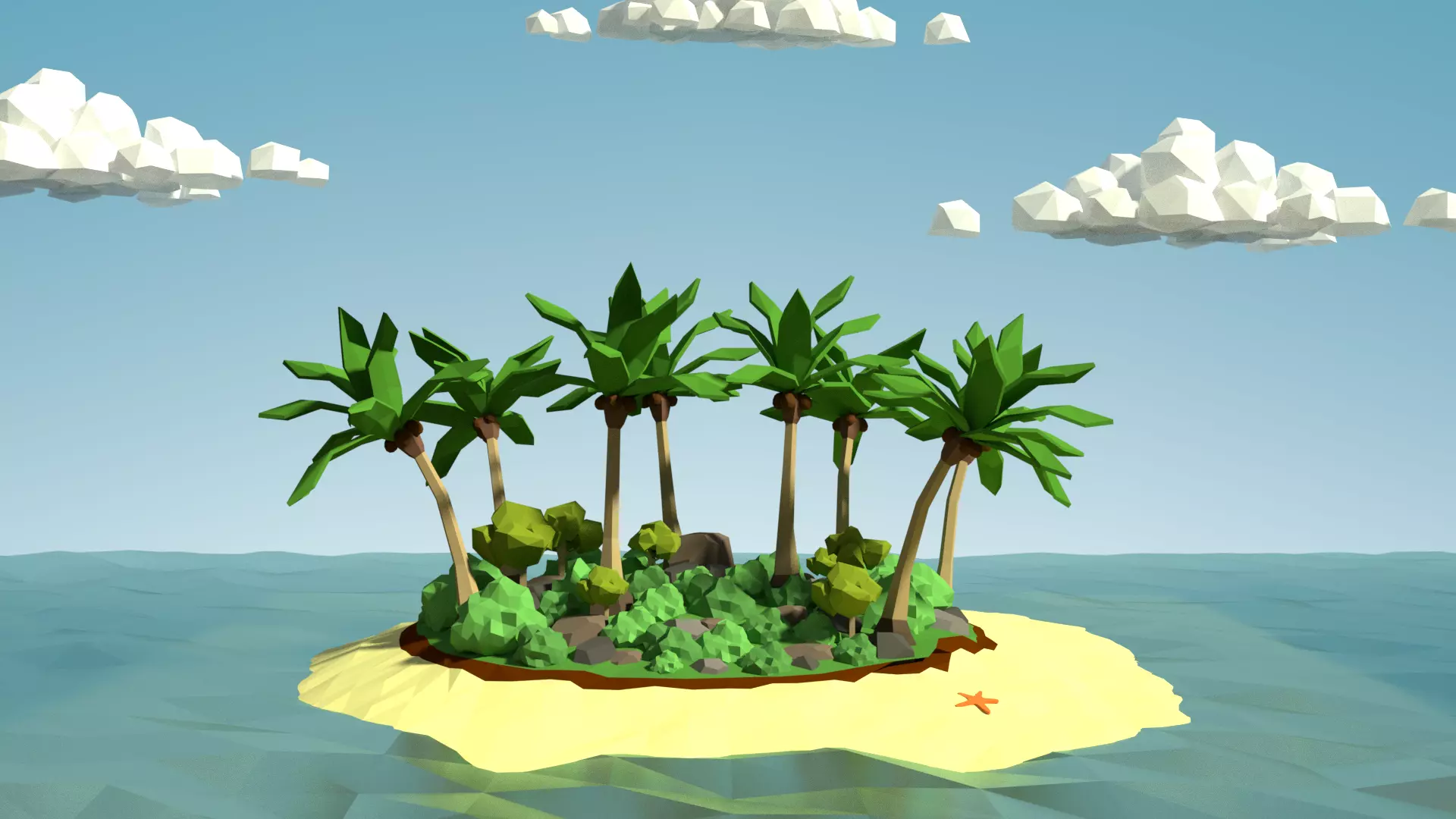 Low Poly Desert Island Kit Free low-poly 3D model_0