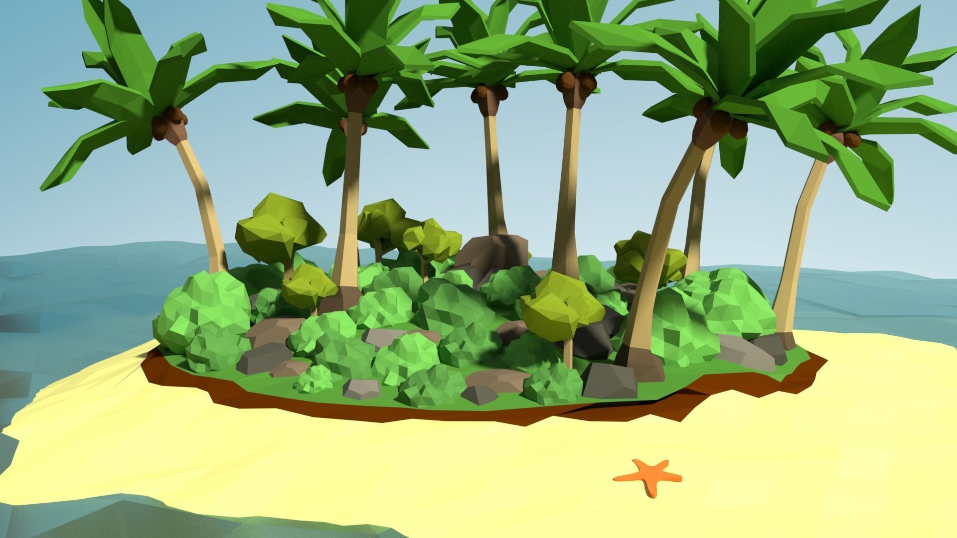 Low Poly Desert Island Kit Free low-poly 3D model_1