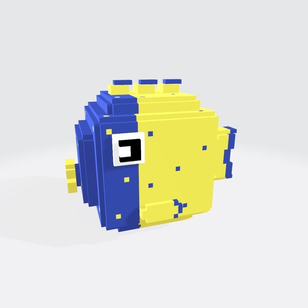 Voxel Fish Low-poly 3D model_2