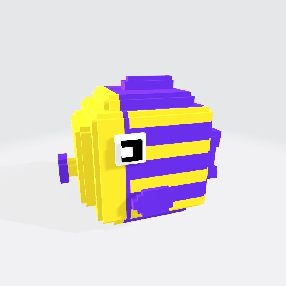 Voxel Fish Low-poly 3D model_1