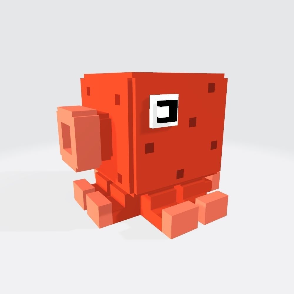 Voxel Fish Low-poly 3D model_5