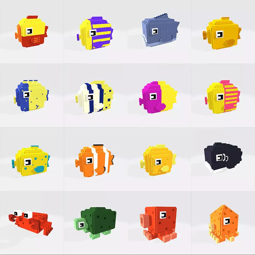 Voxel Fish Low-poly 3D model_0