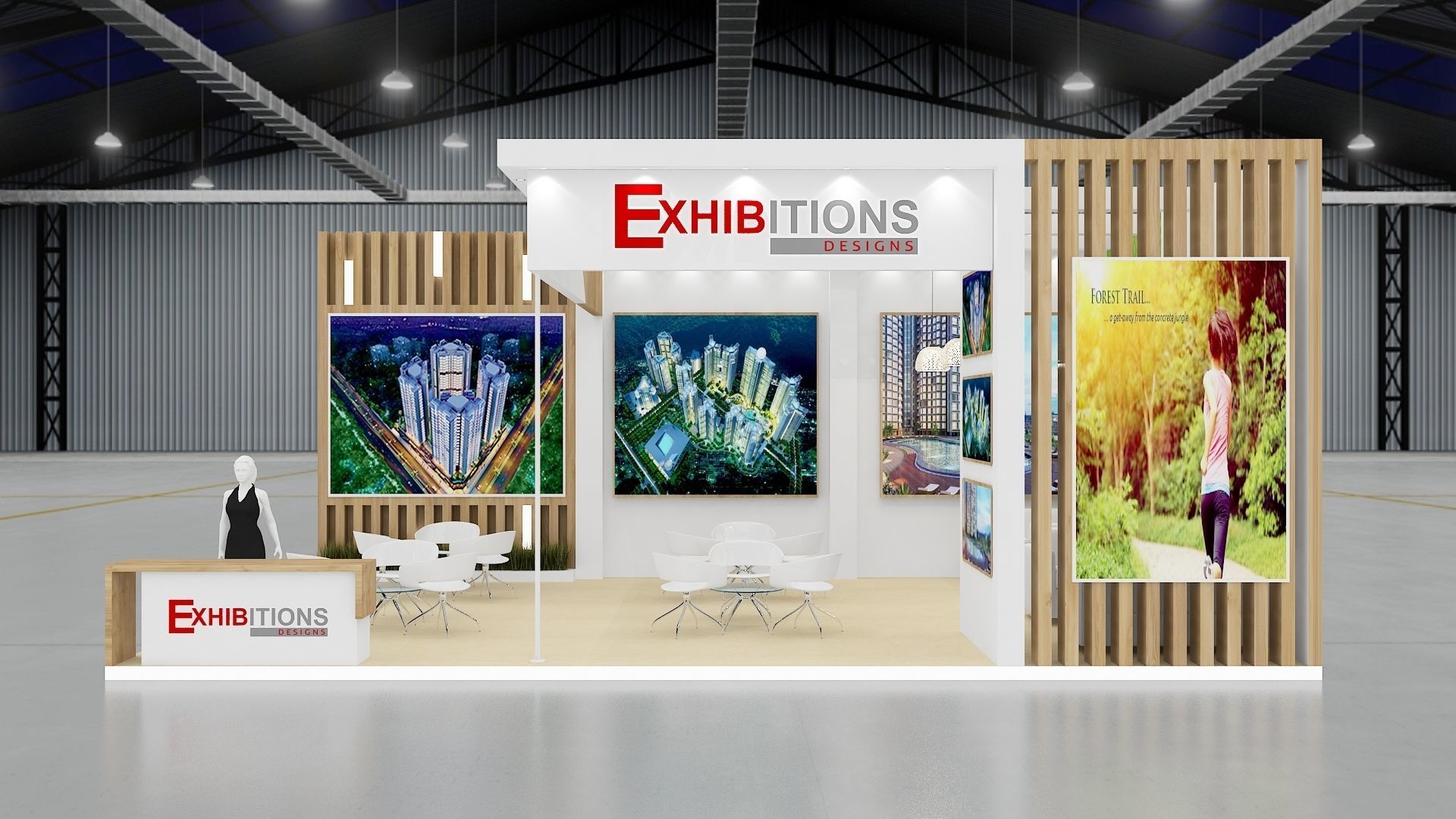 Exhibition stand 3d model 2 sides open stall 3D model MAX 3DS FBX