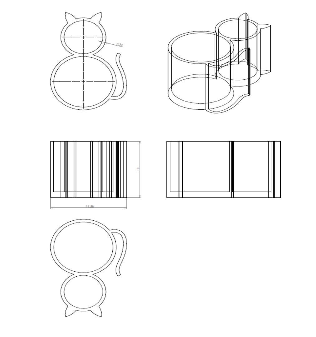 Cat Pen Holder Simple  3D print model_6