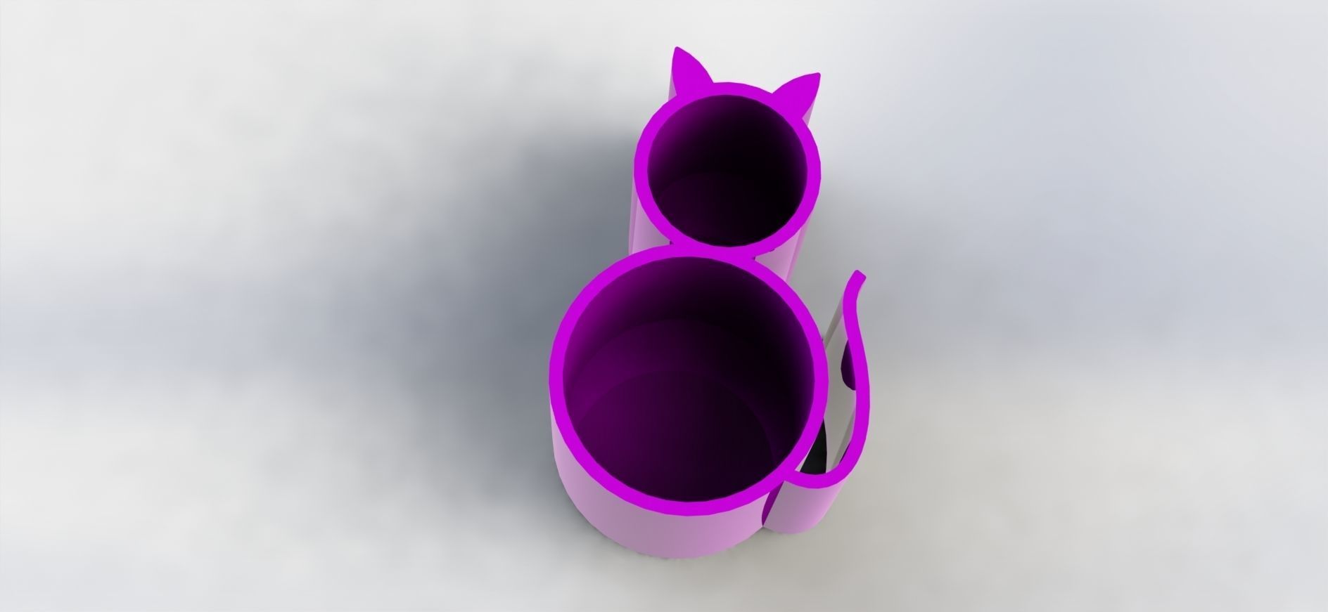 Cat Pen Holder Simple  3D print model_1
