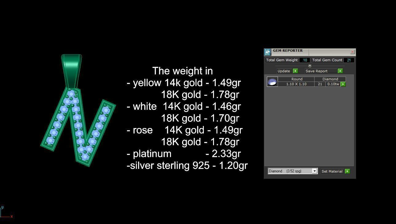 Pendant N letter with lights 3D print model_12