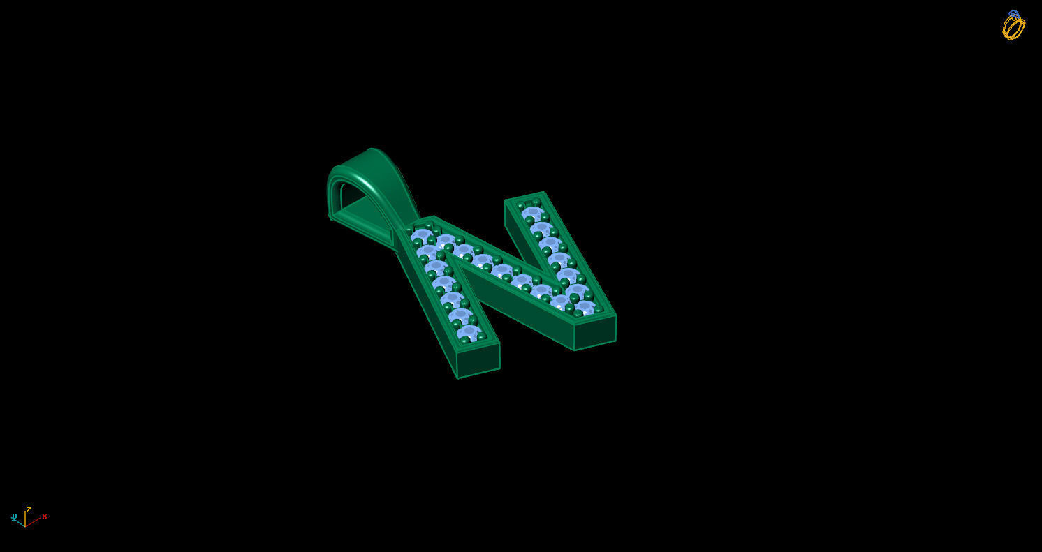 Pendant N letter with lights 3D print model_6
