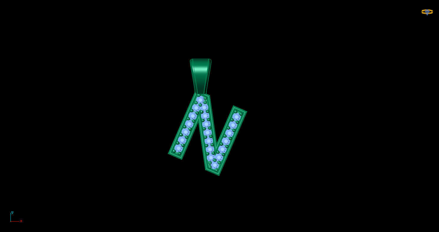 Pendant N letter with lights 3D print model_4