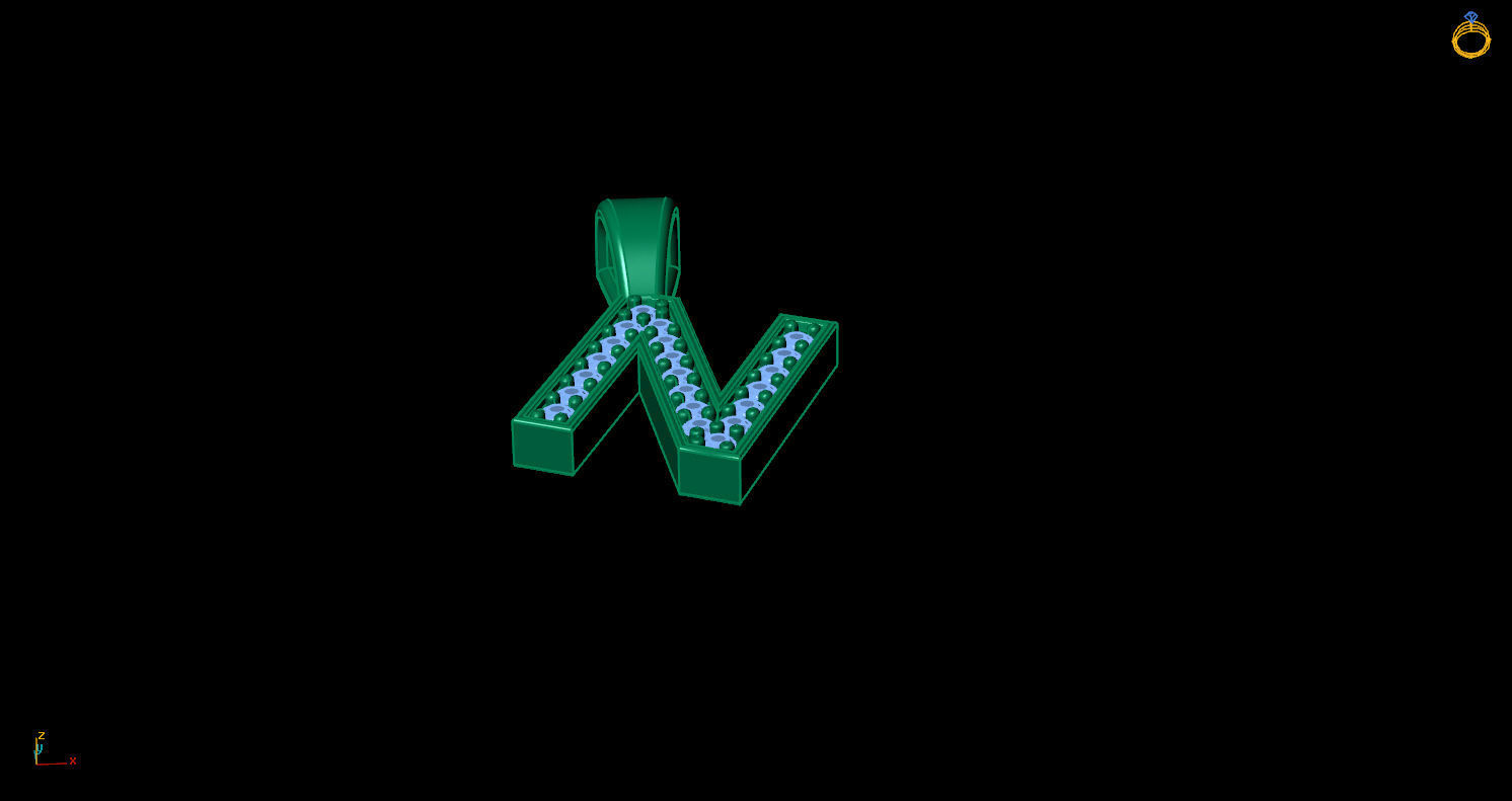 Pendant N letter with lights 3D print model_5