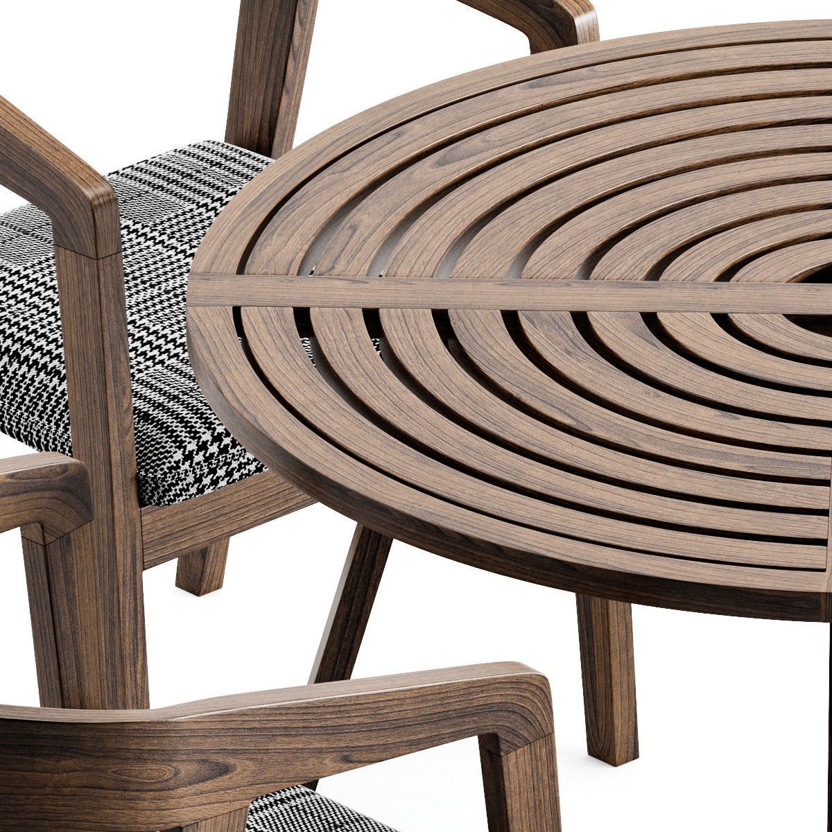 Wood Table Chair 3D model_1