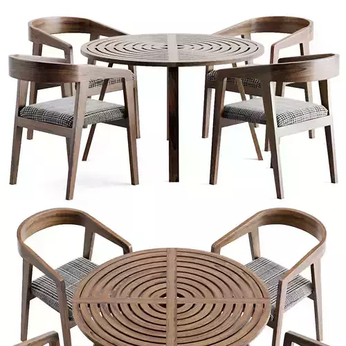 Wood Table Chair 3D model