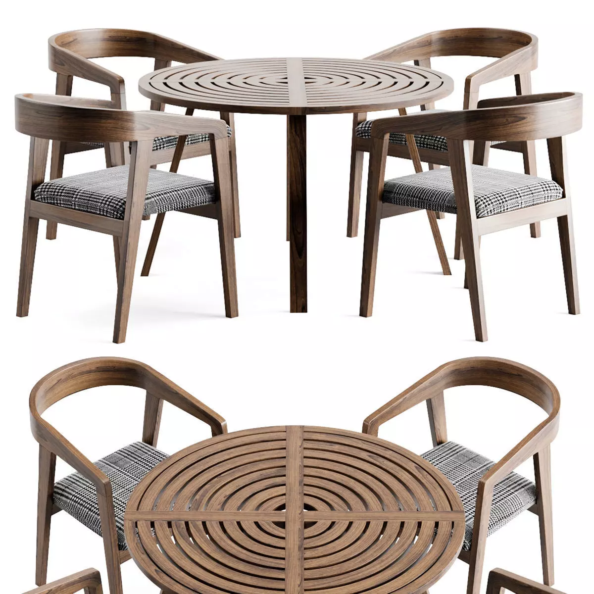 Wood Table Chair 3D model_0