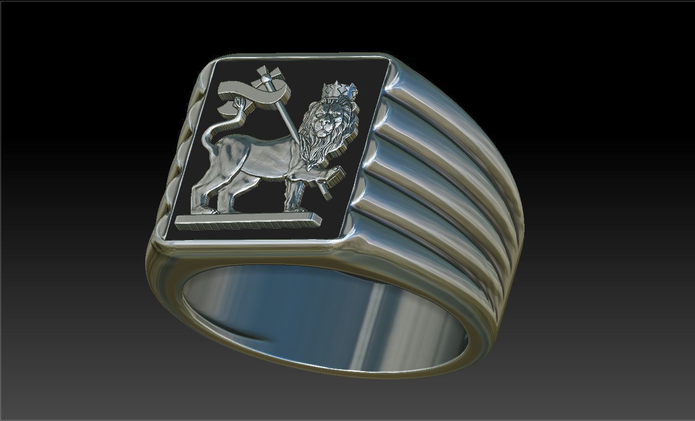 Lion Flag Ring 3D print model_7