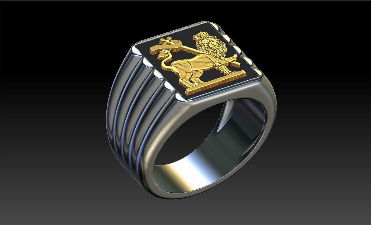 Lion Flag Ring 3D print model_6