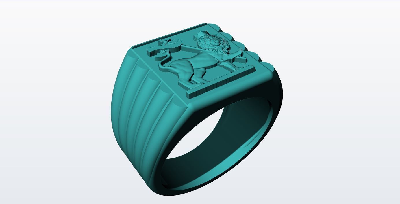 Lion Flag Ring 3D print model_19