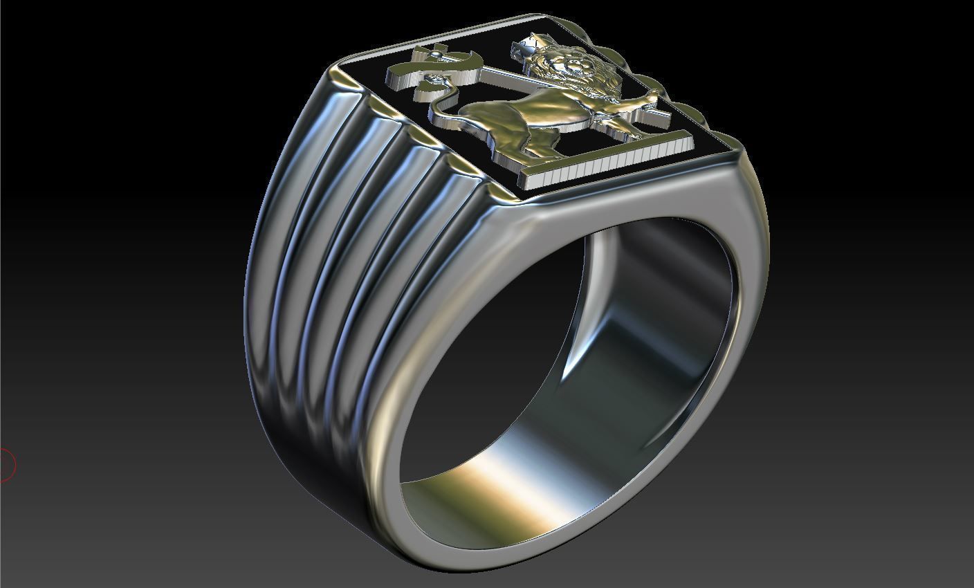 Lion Flag Ring 3D print model_5