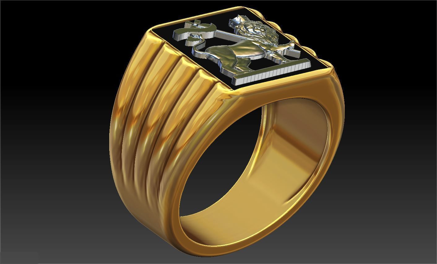 Lion Flag Ring 3D print model_4