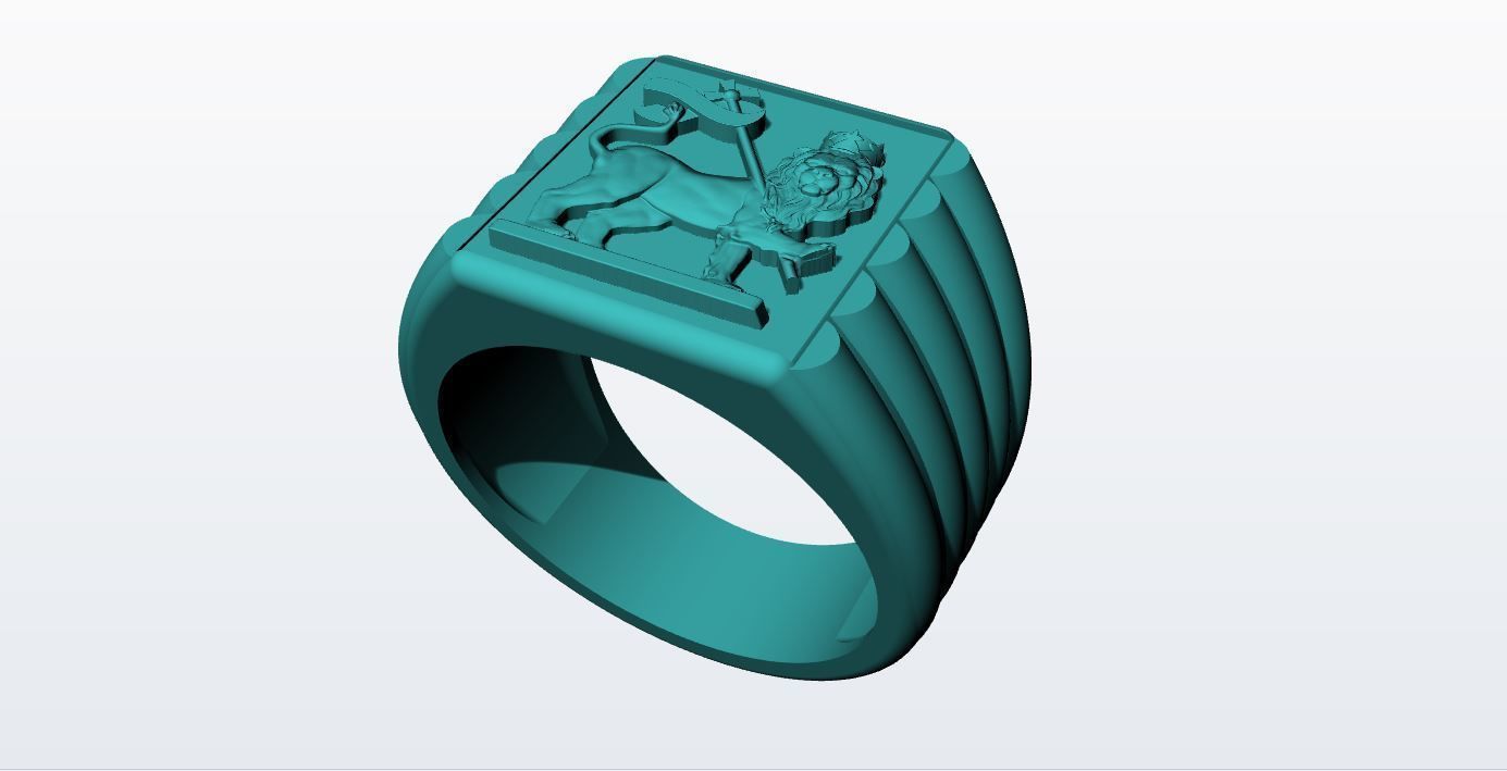 Lion Flag Ring 3D print model_18