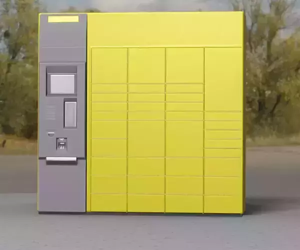 Packstation Object -3- Packstation with touchpad interface Low-poly 3D model