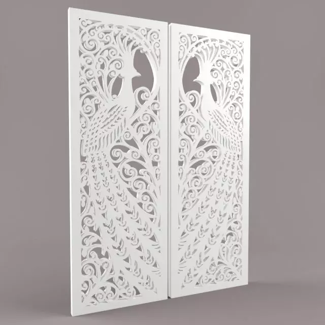 peacock laser cut screen with peacocks 3D print model
