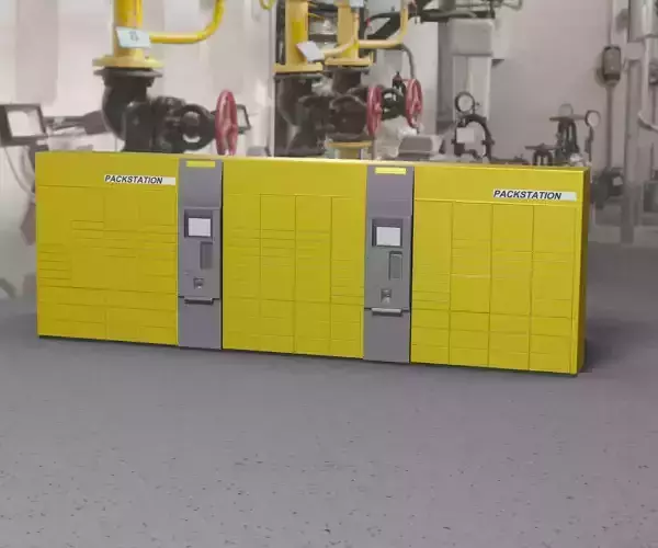Packstation Object -6- Big Packstation with 2 Touch Interfaces Low-poly 3D model