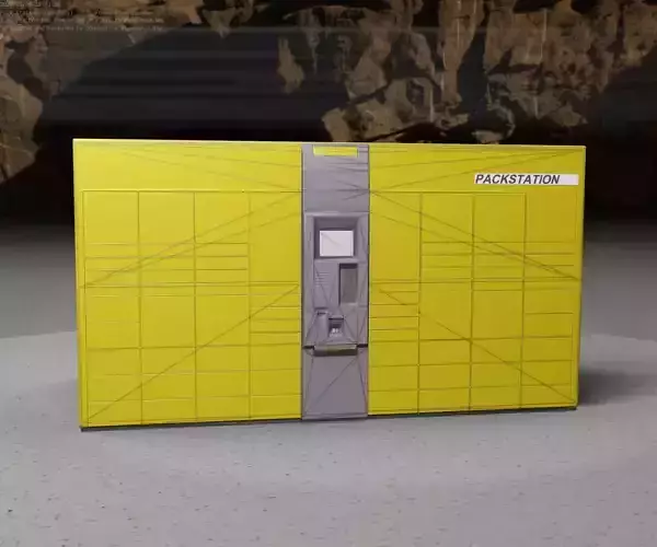 Packstation Object -8- Packstation with Touchpad Interface Low-poly 3D model