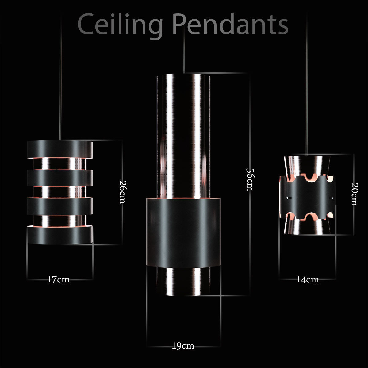 Ceilings pendants set 3D model_1