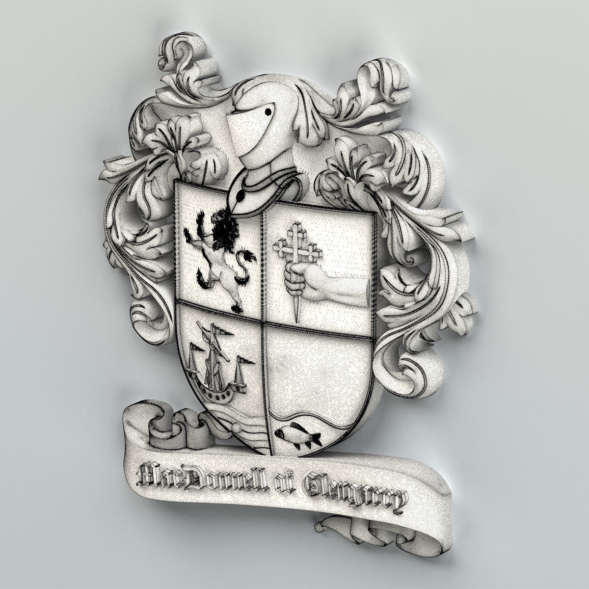 Coat of arms decorative 004 3D print model_6